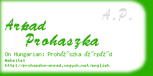 arpad prohaszka business card